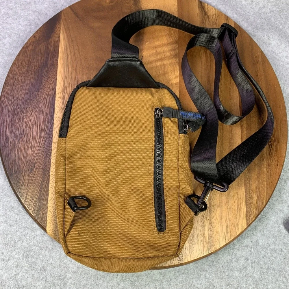 True‎ Religion Brand Jeans Crossbody Bag One Size Brown Sling Canvas Logo